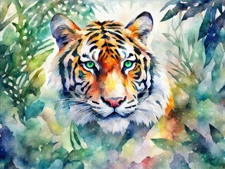 tiger in water Watercolor 