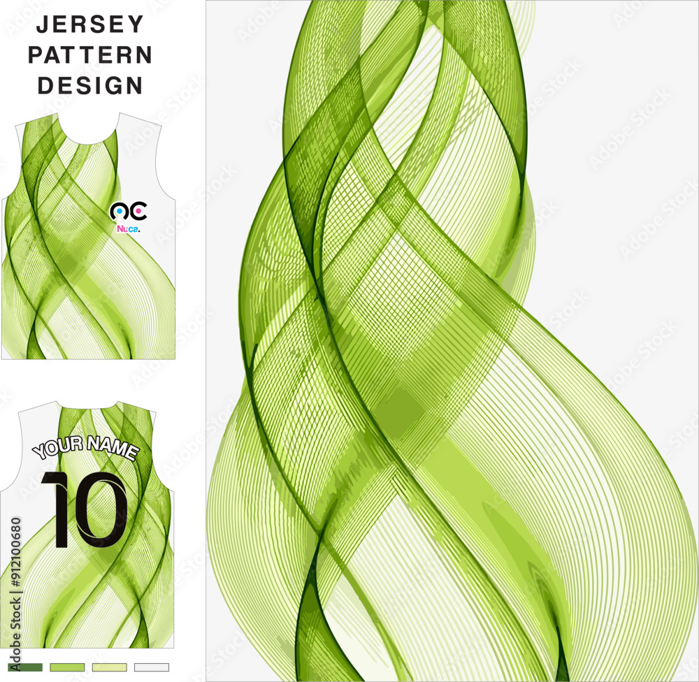 Wall mural Abstract green wave concept vector jersey pattern template for printing or sublimation sports uniforms football volleyball basketball e-sports cycling and fishing Free Vector.