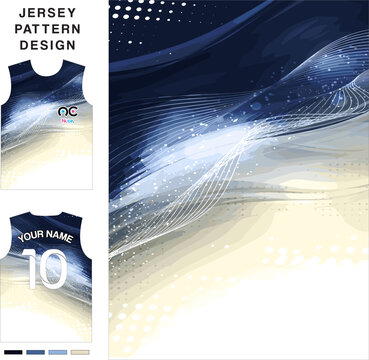 Abstract blue light concept vector jersey pattern template for printing or sublimation sports uniforms football volleyball basketball e-sports cycling and fishing Free Vector.