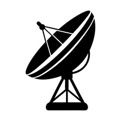 Large satellite dish antenna icon and vector illustration