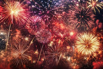 A vibrant display of colorful fireworks illuminating the night sky, perfect for celebrations and festive occasions.