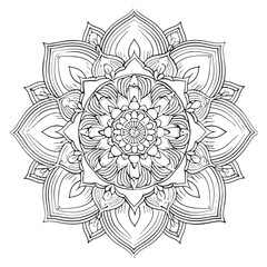 Outline Mandala for coloring book.