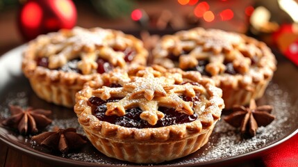 Delicious festive pies with a star design, perfect for holiday gatherings and celebrations, adorned with spice and sugar.