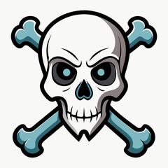 Crossing bones skull  art vector illustration