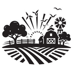 Farm animal logo design vector silhouette.