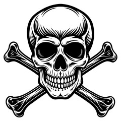 Crossing bones skull  art vector illustration