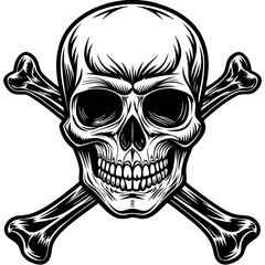 Crossing bones skull  art vector illustration