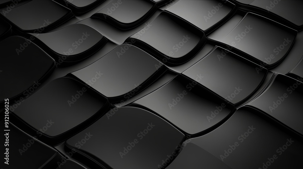 Poster three-dimensional black wallpaper with a grid pattern, minimalistic and elegant, close-up view of th