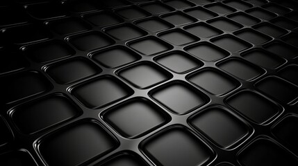 Obraz premium Black wallpaper with a three-dimensional geometric grid pattern, minimalistic and elegant, high-detail close-up, intricate surface texture, sophisticated background art, dark and sleek appearance,