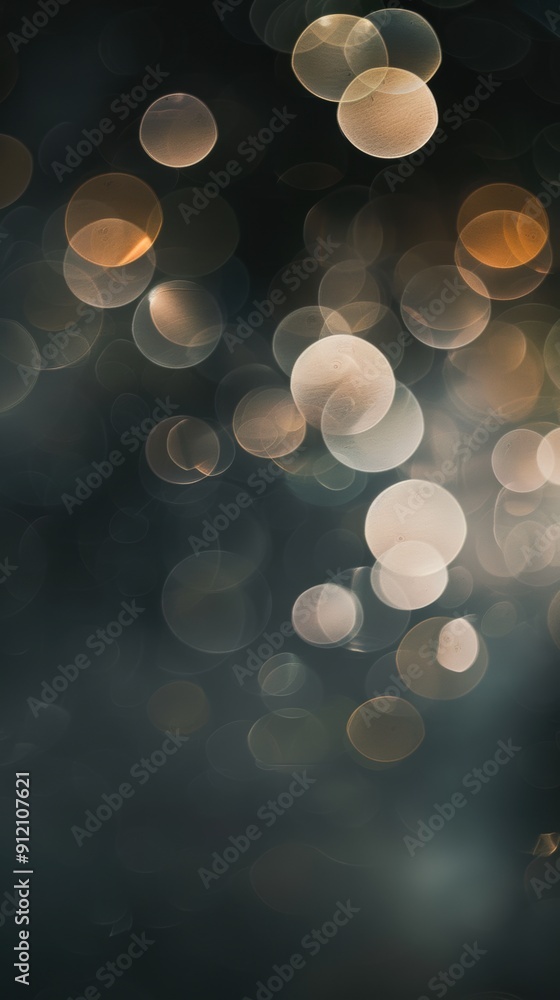Poster orange bokeh, circular pattern around the edge, bright and airy.