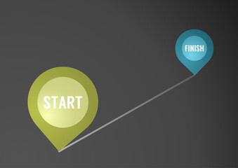 Two start and finish icons connected by a track
