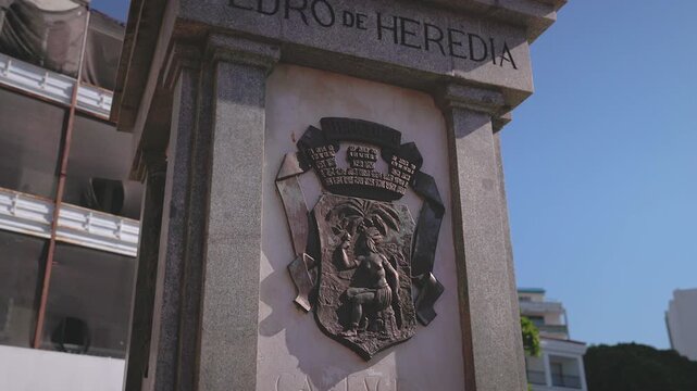 Pedro De Heredia plaque at the base of statue_Cartagena Colombia