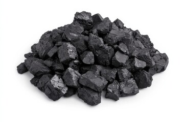 Fototapeta premium A heap of black coal, showcasing the rough texture and varying sizes of the coal pieces. Ideal for energy-related themes.