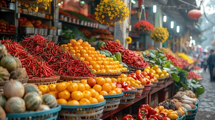 Vibrant Colors of a Local Market