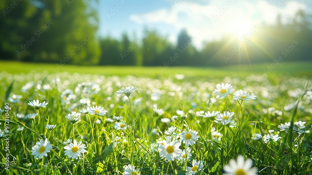 Canvas Prints Sunny Meadow with Daisies.