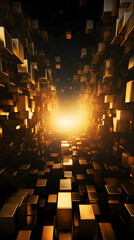 Obraz premium Digital black and gold geometric layered abstract graphic poster background