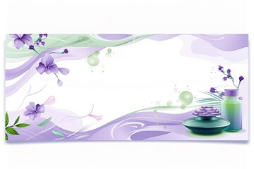 Illustration on the theme of spa in purple and green colors, free space