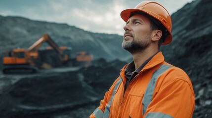 Skilled mining worker expertly operating heavy machinery in a dynamic open-pit mine showcasing precision and expertise