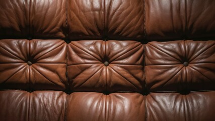 Naklejka premium Luxurious brown leather sofa and armchair with soft texture, perfect for cozy interior