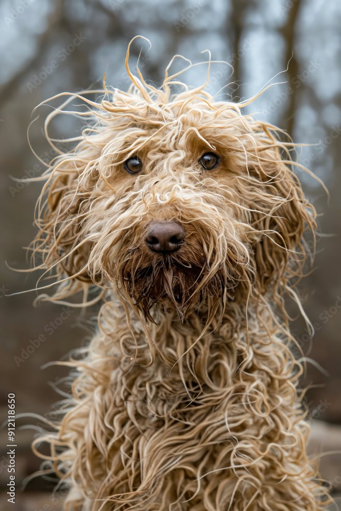 Poster A dog with a wet coat