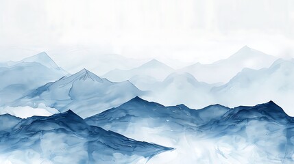 Abstract Ink Painting of a Mountain Range