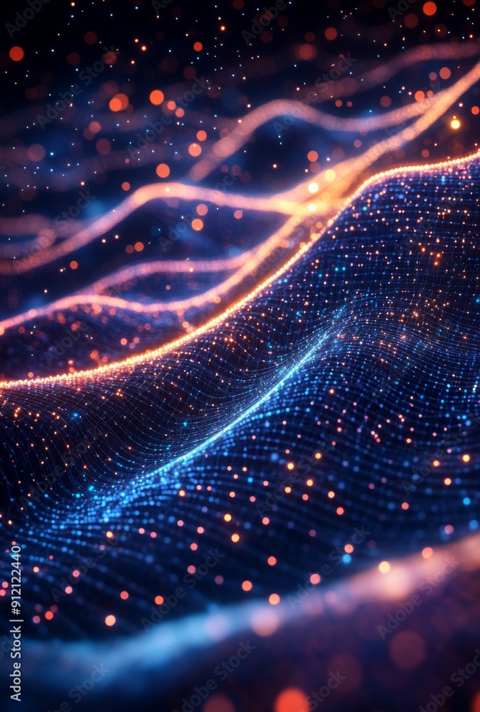 Poster ai-driven data background, abstract neural networks, futuristic algorithms visualized, sleek and mod