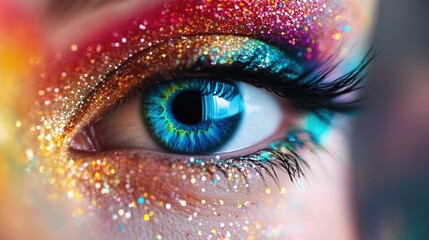 Close-up of person's eye with glitter