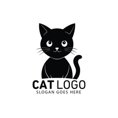 Creative black cat logo with slogan space vector illustration