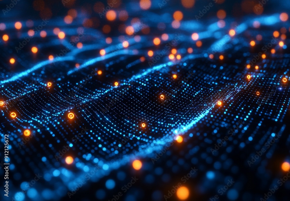 Poster glowing data network with interconnected nodes, futuristic digital web, sci-fi theme, hyper-realisti