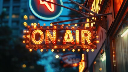 Text On air, live broadcast, delivering news, entertainment, events directly to viewers, capturing immediacy and excitement of live television with up to the minute coverage and dynamic programming