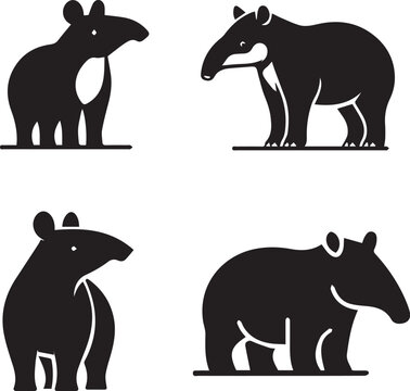tapir silhouette, tapir icon, tapir vector, 