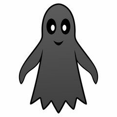 black and white ghost isolated on white, Halloween ghost vector illustration, halloween monsters vector art, ghost silhouette, monsters vector icon, eps