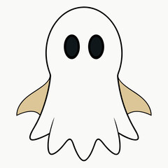 black and white ghost isolated on white, Halloween ghost vector illustration, halloween monsters vector art, ghost silhouette, monsters vector icon, eps