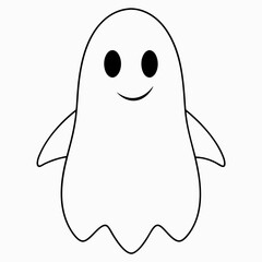 black and white ghost isolated on white, Halloween ghost vector illustration, halloween monsters vector art, ghost silhouette, monsters vector icon, eps