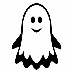 black and white ghost isolated on white, Halloween ghost vector illustration, halloween monsters vector art, ghost silhouette, monsters vector icon, eps