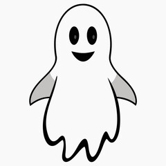 black and white ghost isolated on white, Halloween ghost vector illustration, halloween monsters vector art, ghost silhouette, monsters vector icon, eps