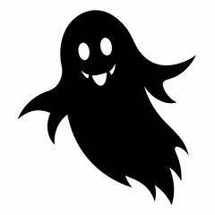 black and white ghost isolated on white, Halloween ghost vector illustration, halloween monsters vector art, ghost silhouette, monsters vector icon, eps