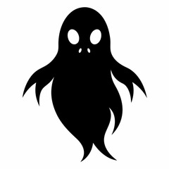 black and white ghost isolated on white, Halloween ghost vector illustration, halloween monsters vector art, ghost silhouette, monsters vector icon, eps