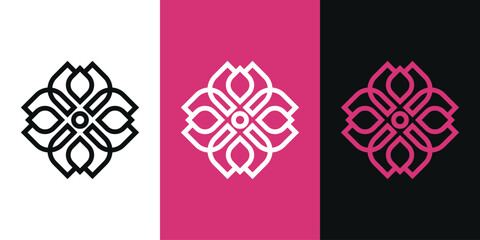 Floral ornament logo, abstract beauty flower logo design. Premium Vector