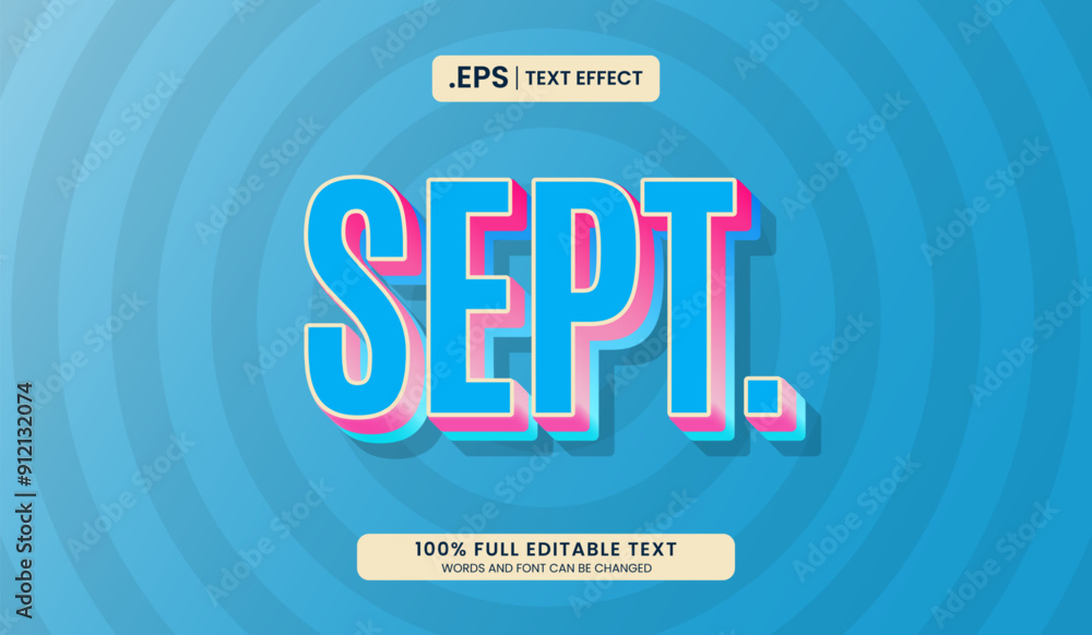 Canvas Prints blue background with white curved lines and sept editable text effect. suitable for september calend