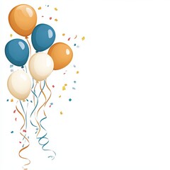 Colorful party balloons with confetti on a white background, perfect for celebrations, festivals, and events, bringing joy and festivity.