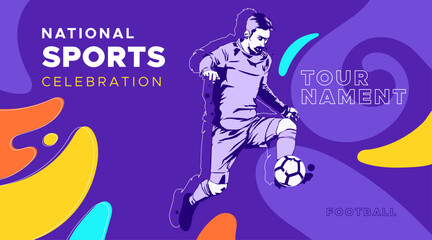 silhouette of soccer athlete. Design with the concept of celebrating national and international football sports days. Football tournament. design template for sports match event