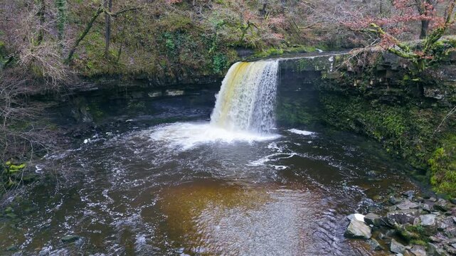 Welsh tourist attraction, nature&rsquo;s beauty, water cascading motion, reveal