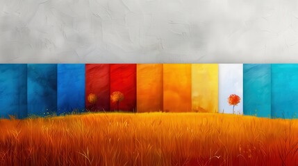 Abstract Colorful Landscape With Trees