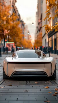 Futuristic Sports Car Design In City Street
