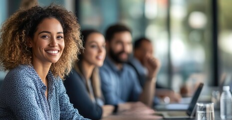 Diverse professionals collaborating in modern conference room for brainstorming session