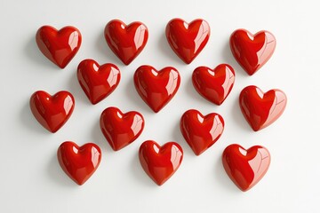 Group of Red Hearts on White Surface