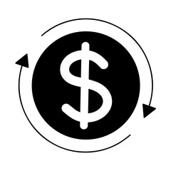 money exchange transfer icon isolated on transparent png background. vector