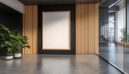 A modern office space with glass walls, white concrete floors and sleek furniture.