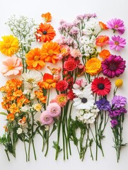 Colored flowers on white surface